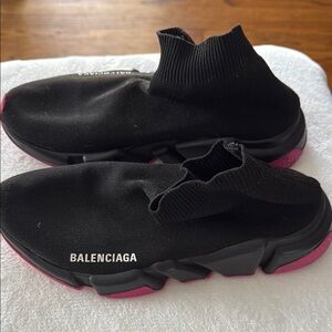 Balenciaga Black and Pink Sock Sneakers